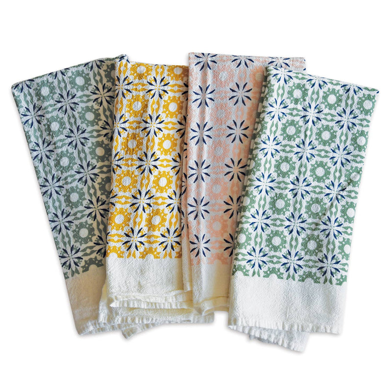 Mixed Woodblock Chicory Napkins / Set of 4