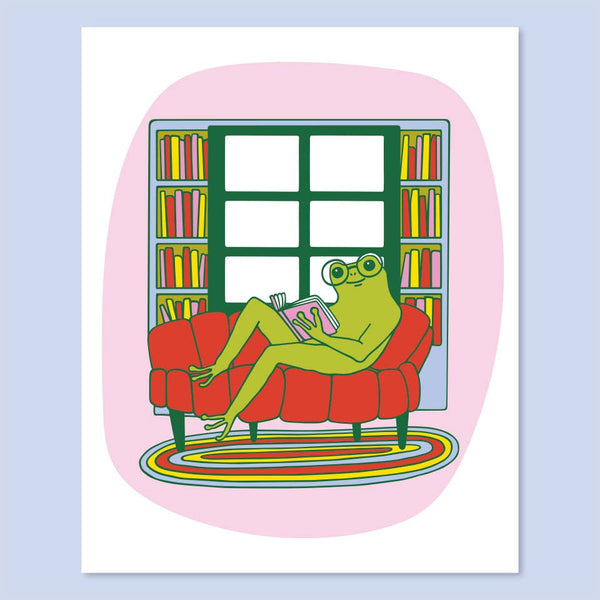 Reading Frog Print - 8 x 10 Art Print