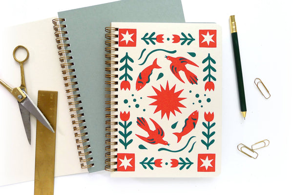 Folk Flower Coil Notebook, MD