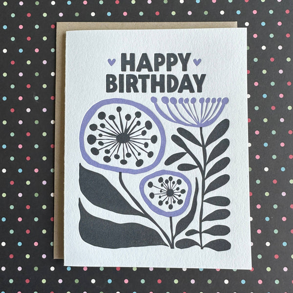 Happy Birthday Purple Flower Card