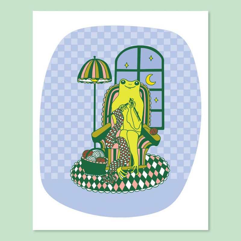 Knitting Frog Print - 8 x 10 Art Print