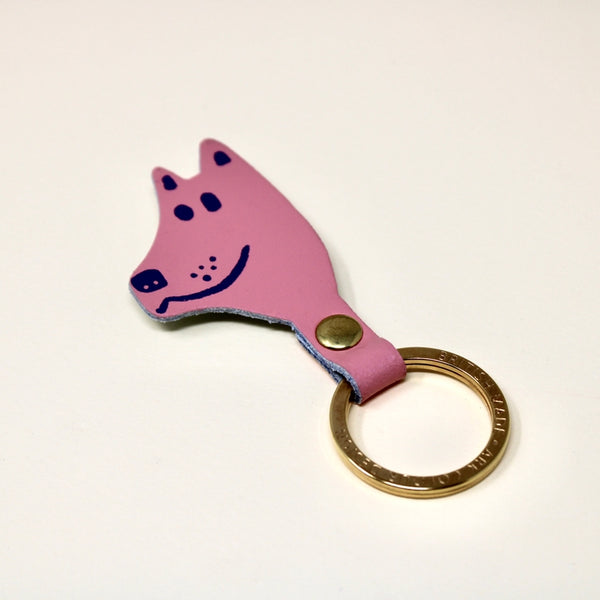 Leather Dog Keychain | Pink