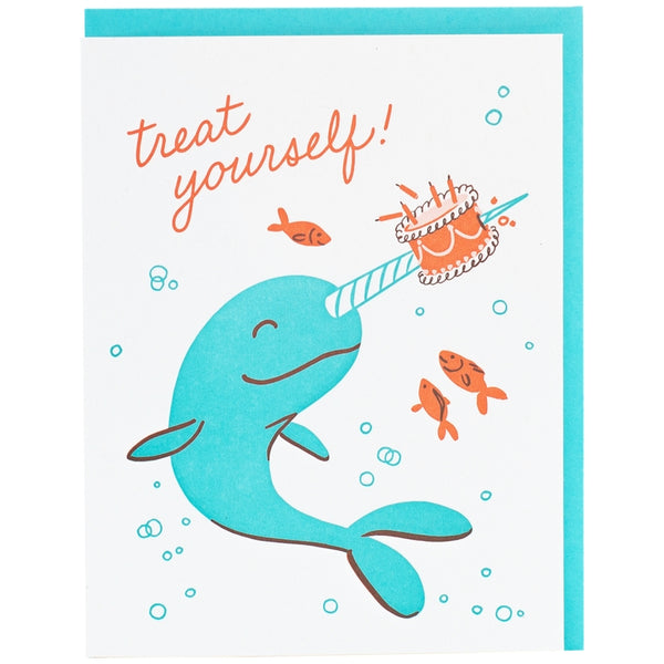 Treat Yourself Narwhal Birthday Card