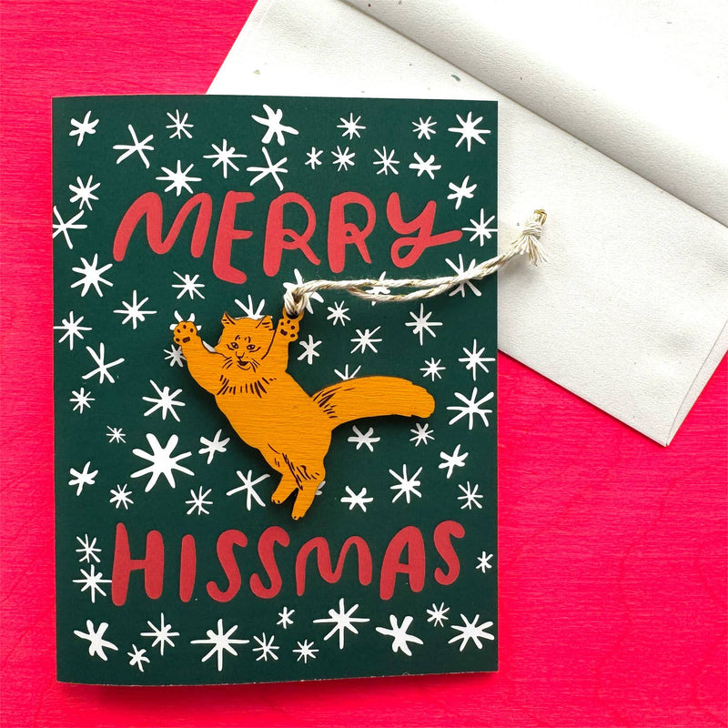 Merry Hissmas - Cat Ornament w/ Card