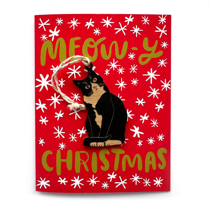 Meowy Christmas - Cat Ornament w/ Card