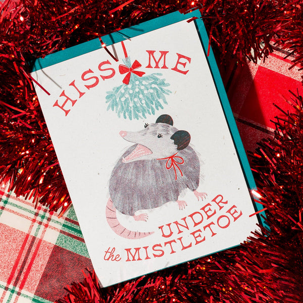 Hiss Me Under the Mistletoe Christmas Card