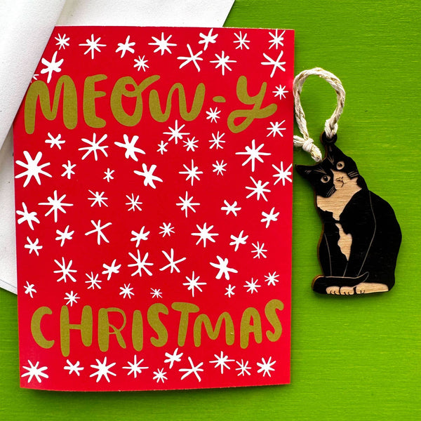 Meowy Christmas - Cat Ornament w/ Card