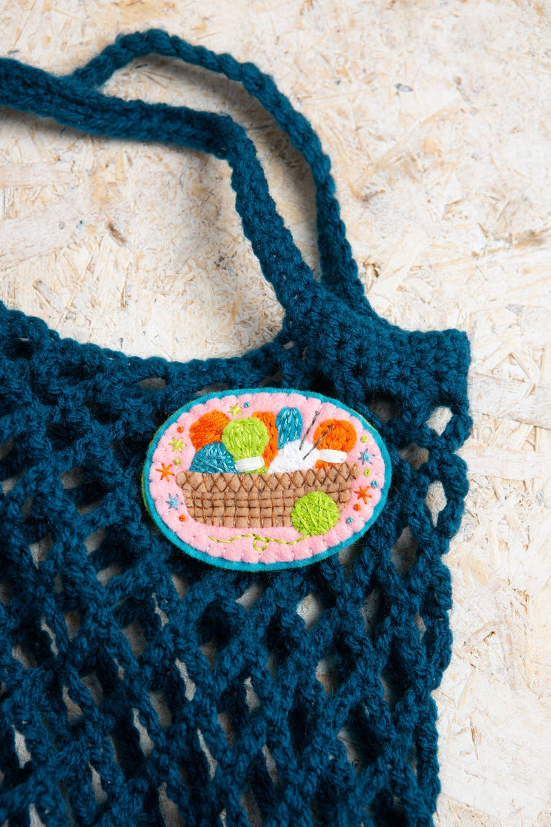 Knitting Basket Brooch Felt Craft Kit