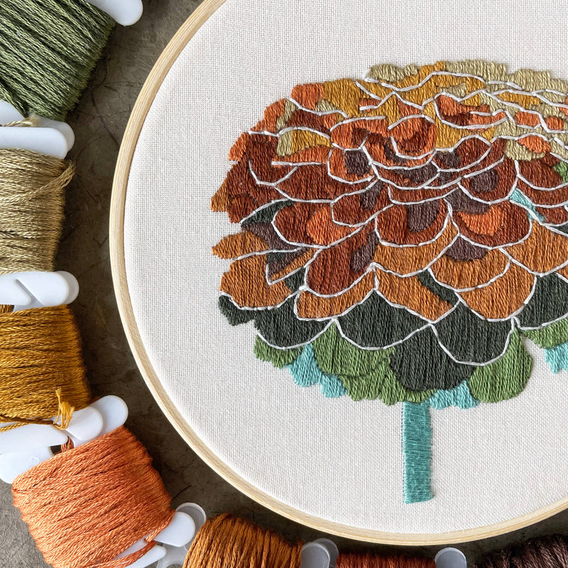Zinnia No. 2 (5") DIY Embroidery Kit