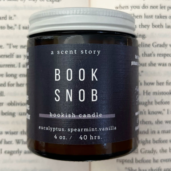 Book Snob | Bookish Candle | Eucalyptus, Spearmint, Vanilla | 4 oz.