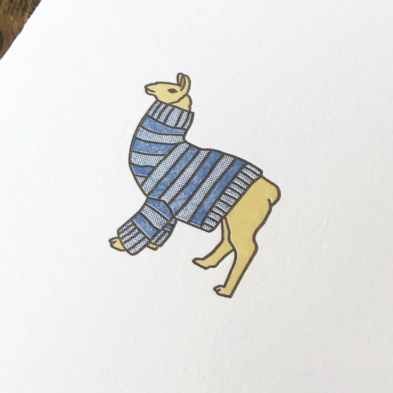 Llama Sweater Letterpress Card