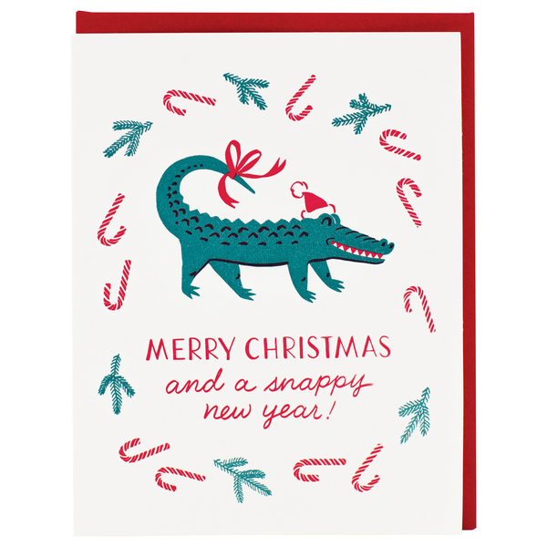 Alligator Santa Christmas Card