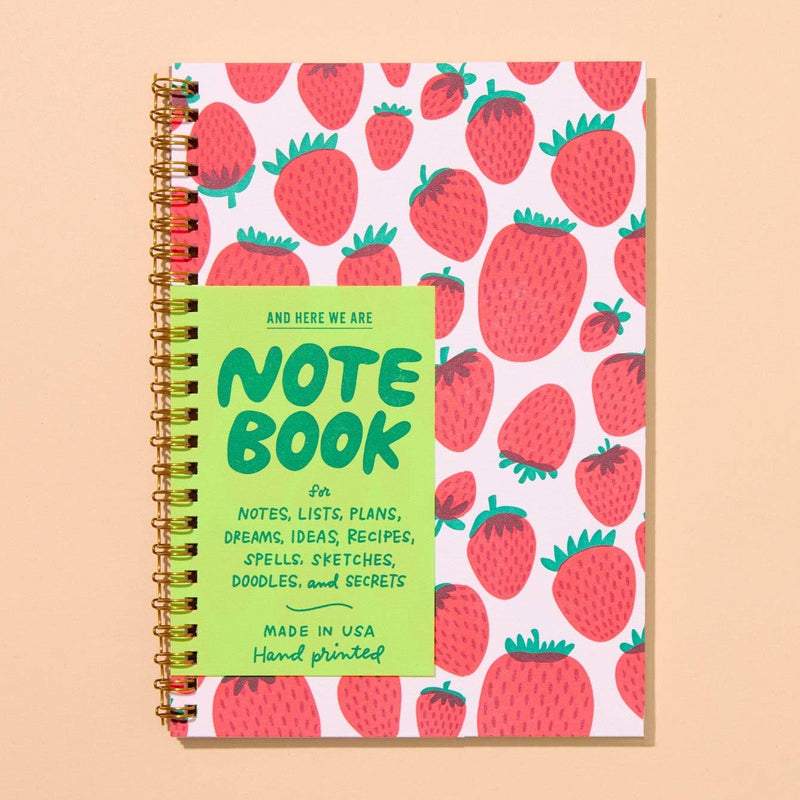 Strawberry Letterpress Spiral Notebook