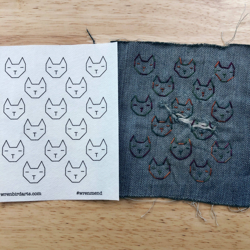 Washable Mending Transfers - Cat Patterns