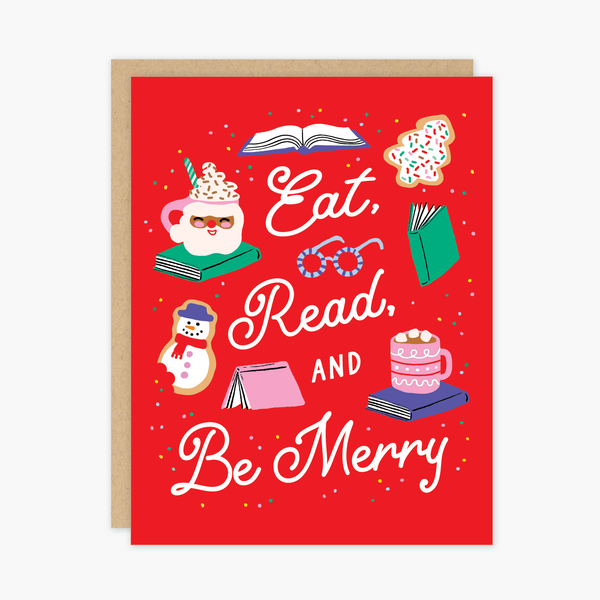 Eat, Read and Be Merry Christmas Holiday Card