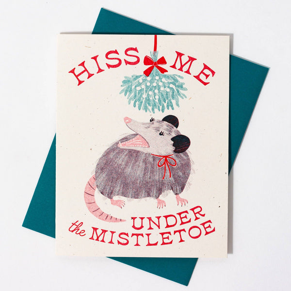 Hiss Me Under the Mistletoe Christmas Card