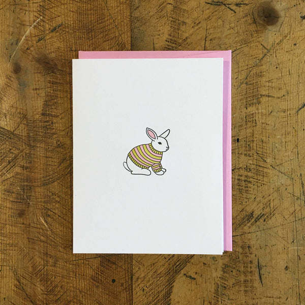 Bunny Sweater Letterpress Card