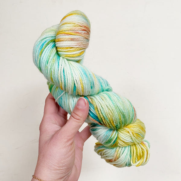 Green and yellow hand-dyed yarn