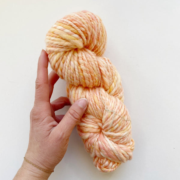 Orange Hand-Spun Bulky Merino Wool Yarn
