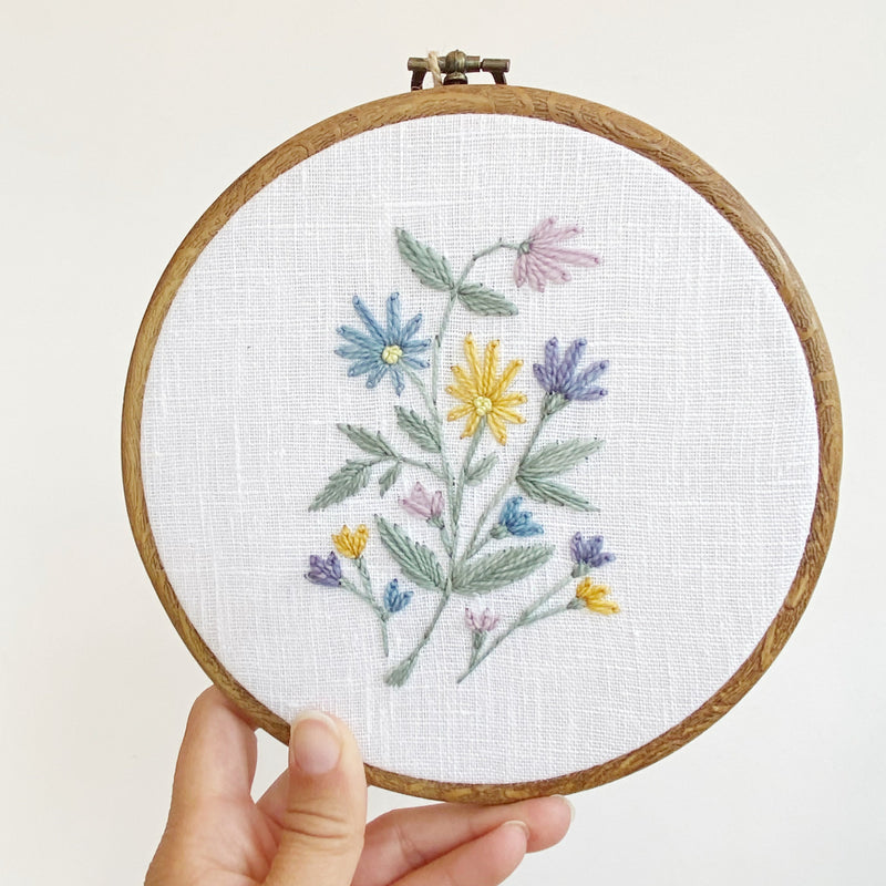 Folksy Floral Hand-Stitched Embroidery