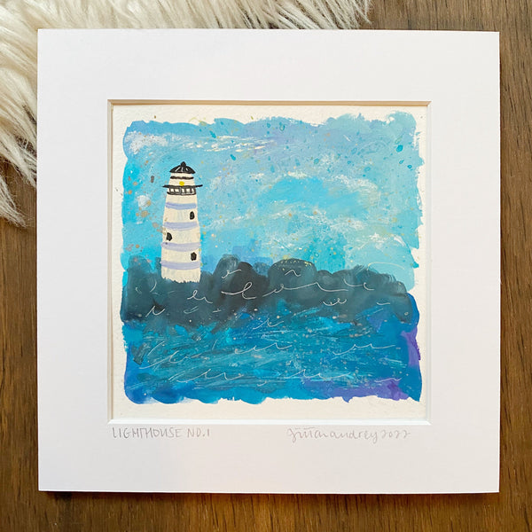 Lighthouse No. 1 Limited Edition Painting, 8"x8"