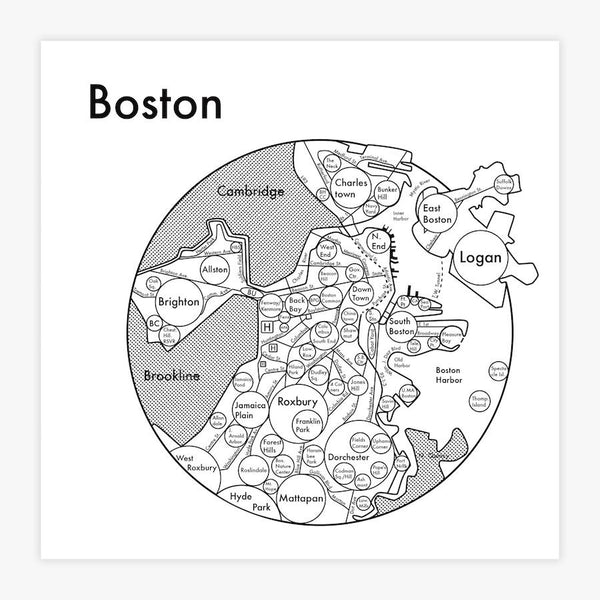 Boston Map Letterpress Print