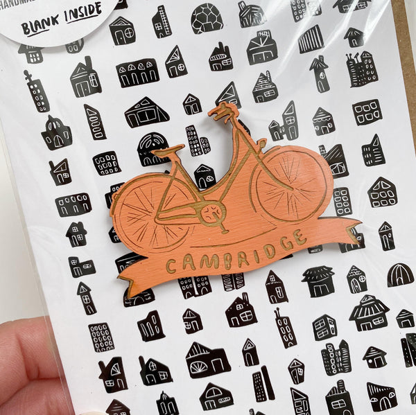 Magnet with Bicycle and Cambridge on Card