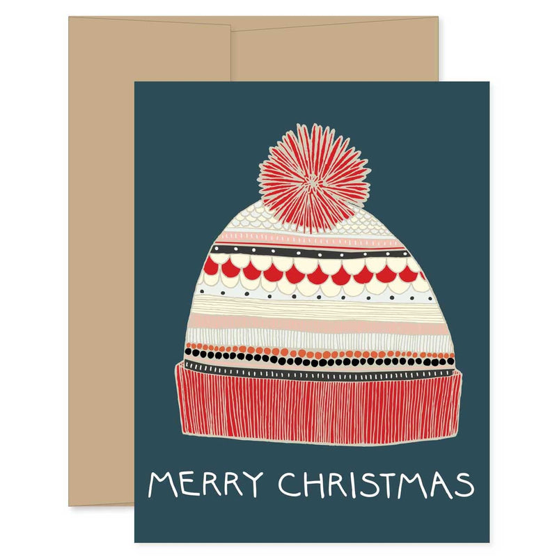 christmas card with knit hat