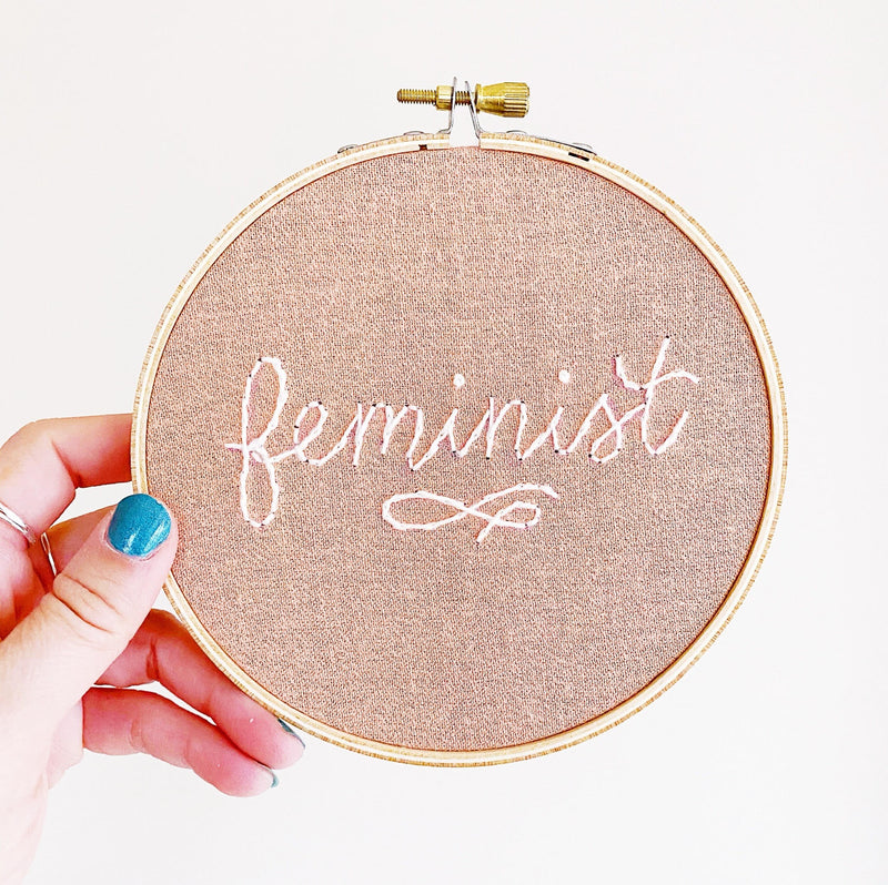 Feminist Embroidery Hoop - pink