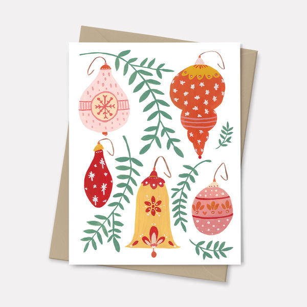 Folksy Christmas Ornaments Card
