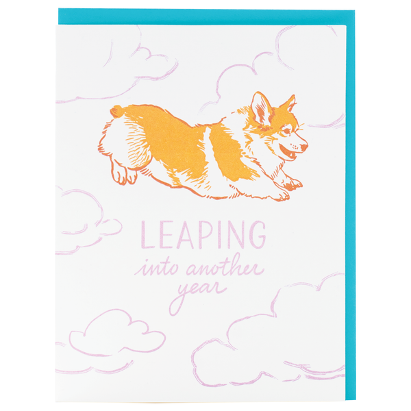 Leaping Into Another Year Corgi Card