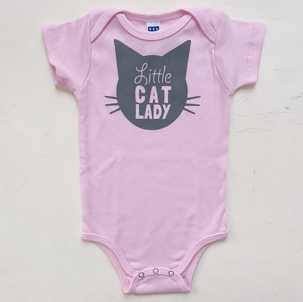 Little Cat Lady Baby One-Piece Romper Pink and black