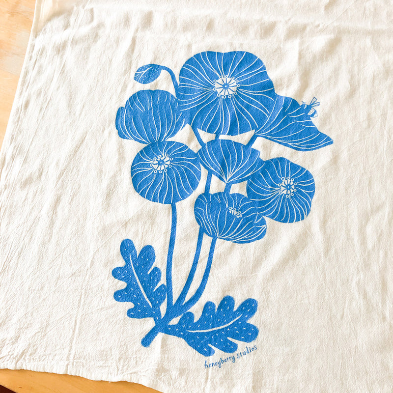 Blue Poppy Tea Towel