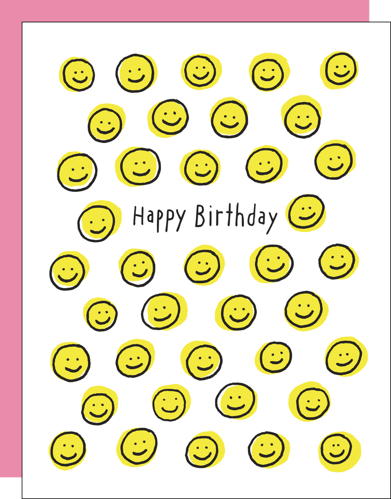 Birthday Card with Smiley Faces