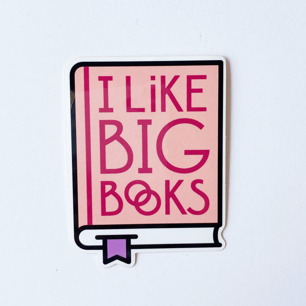I Like Big Books Sticker - pink and black
