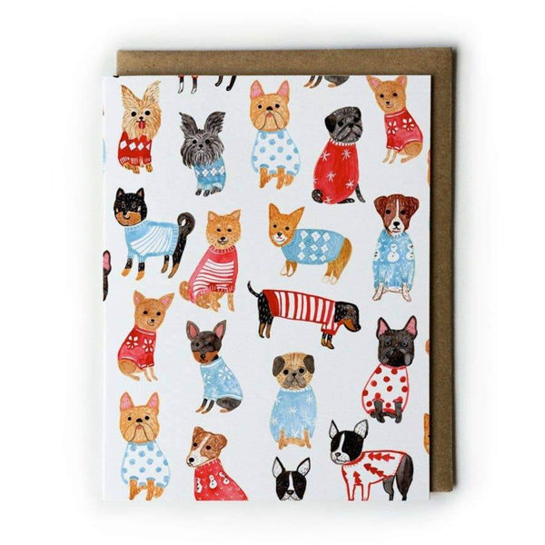 Greeting Card with Dogs in Sweaters