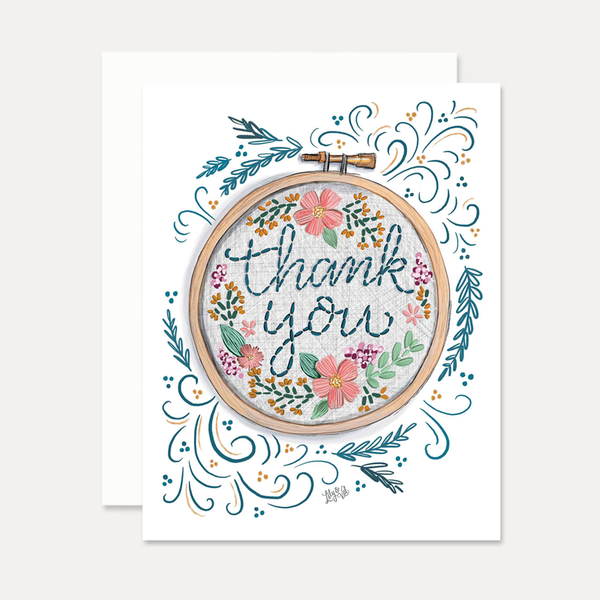 Thank You Card with Embroidery Hoop Design