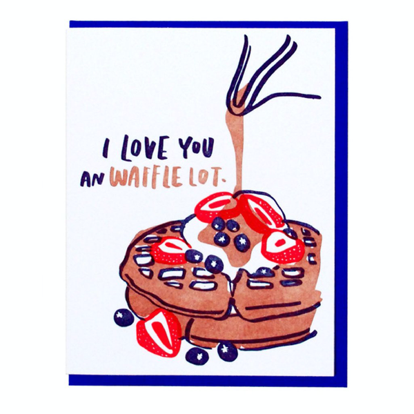 Waffle themed valentine's day greeting card